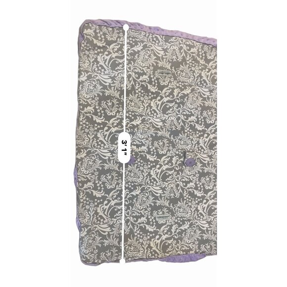 Car Seat Canopy Purple & Gray Baby Carseat Fleece Minky Back - Picture 4 of 5